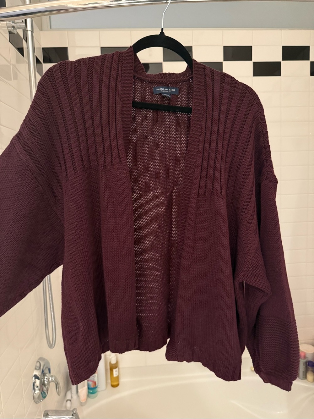 AE Plum Open-Front Knit Cardigan